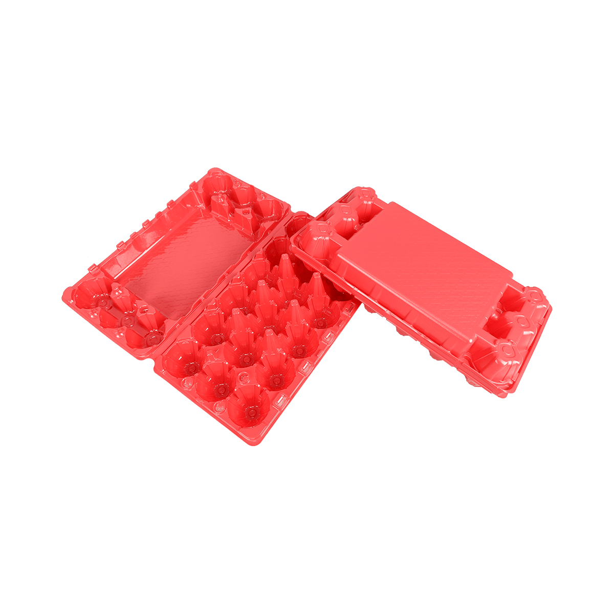 一次性哑光红PET 18鸡蛋盒，适用于农场储存新鲜鸡蛋