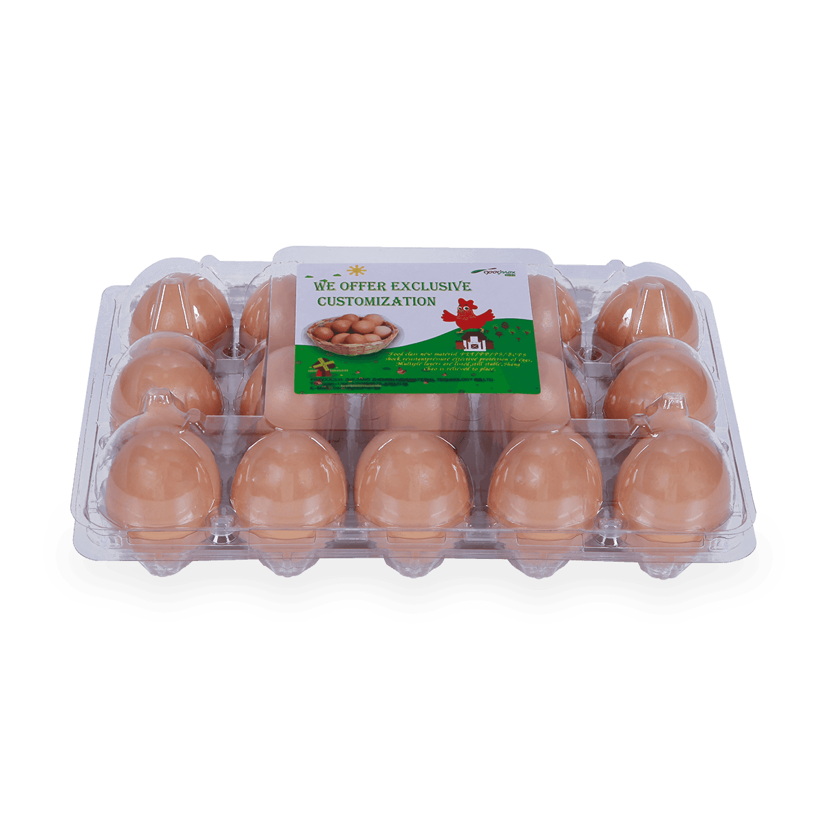 100%可回收的6 12 18 20 24 25个槽的带标签的塑料蛋托