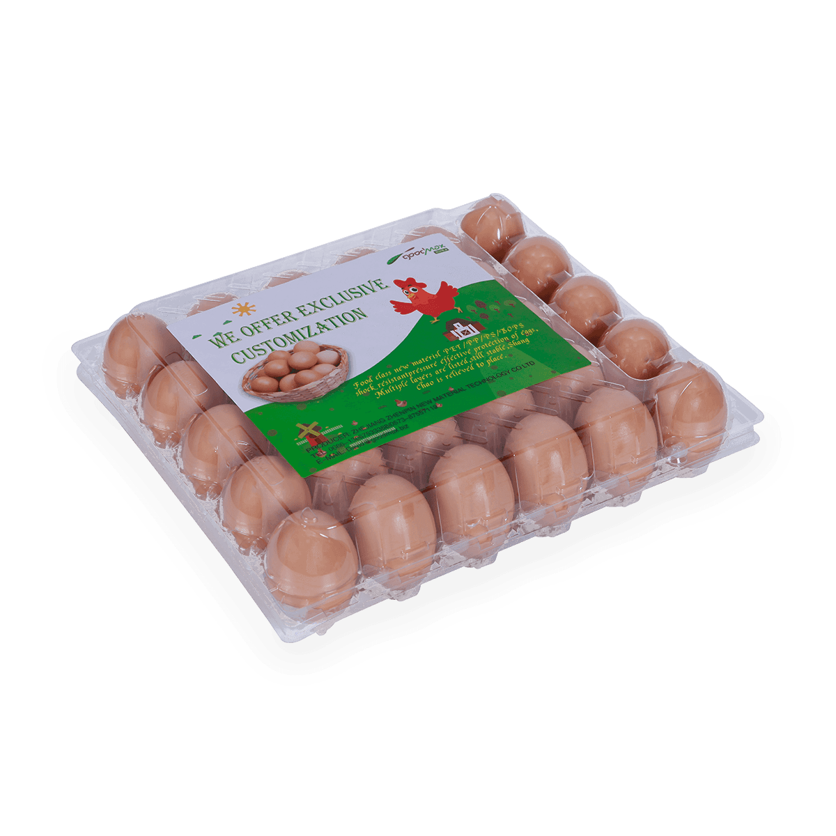 100%可回收的6 12 18 20 24 25个槽的带标签的塑料蛋托