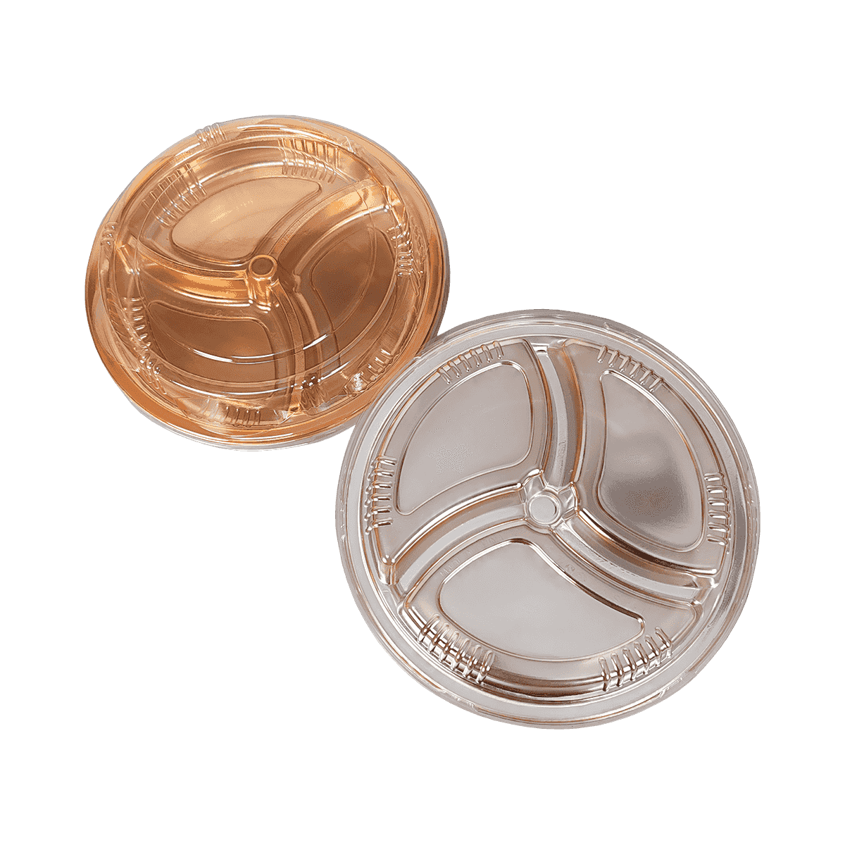 ZK-PET-042 可微波重复使用的带盖金色PET食品包装容器