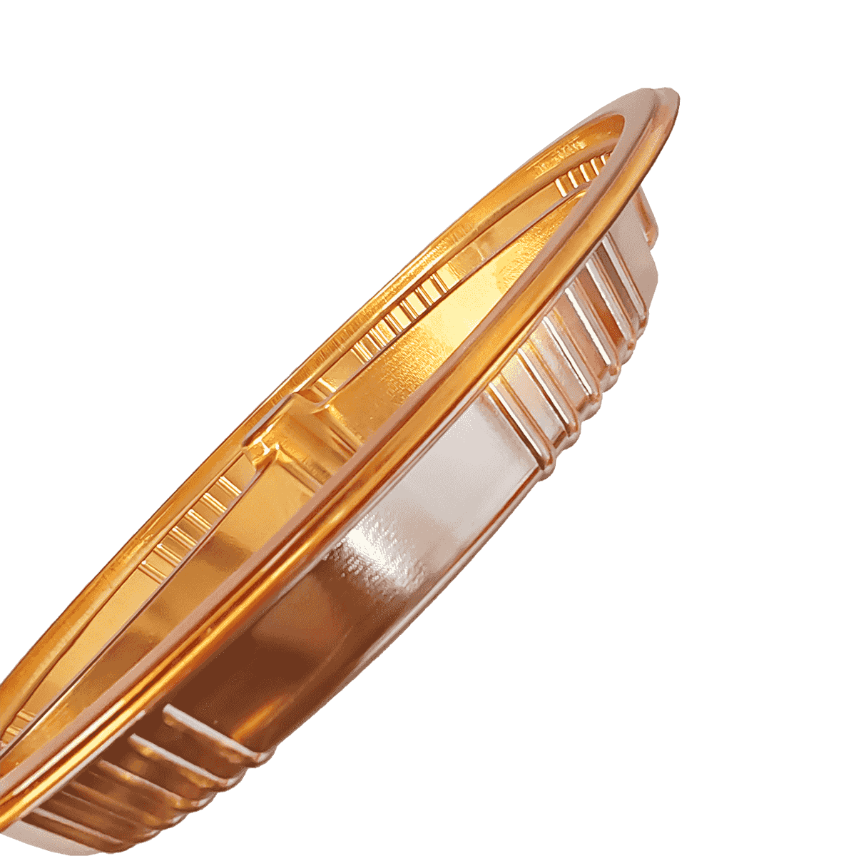 ZK-PET-042 可微波重复使用的带盖金色PET食品包装容器