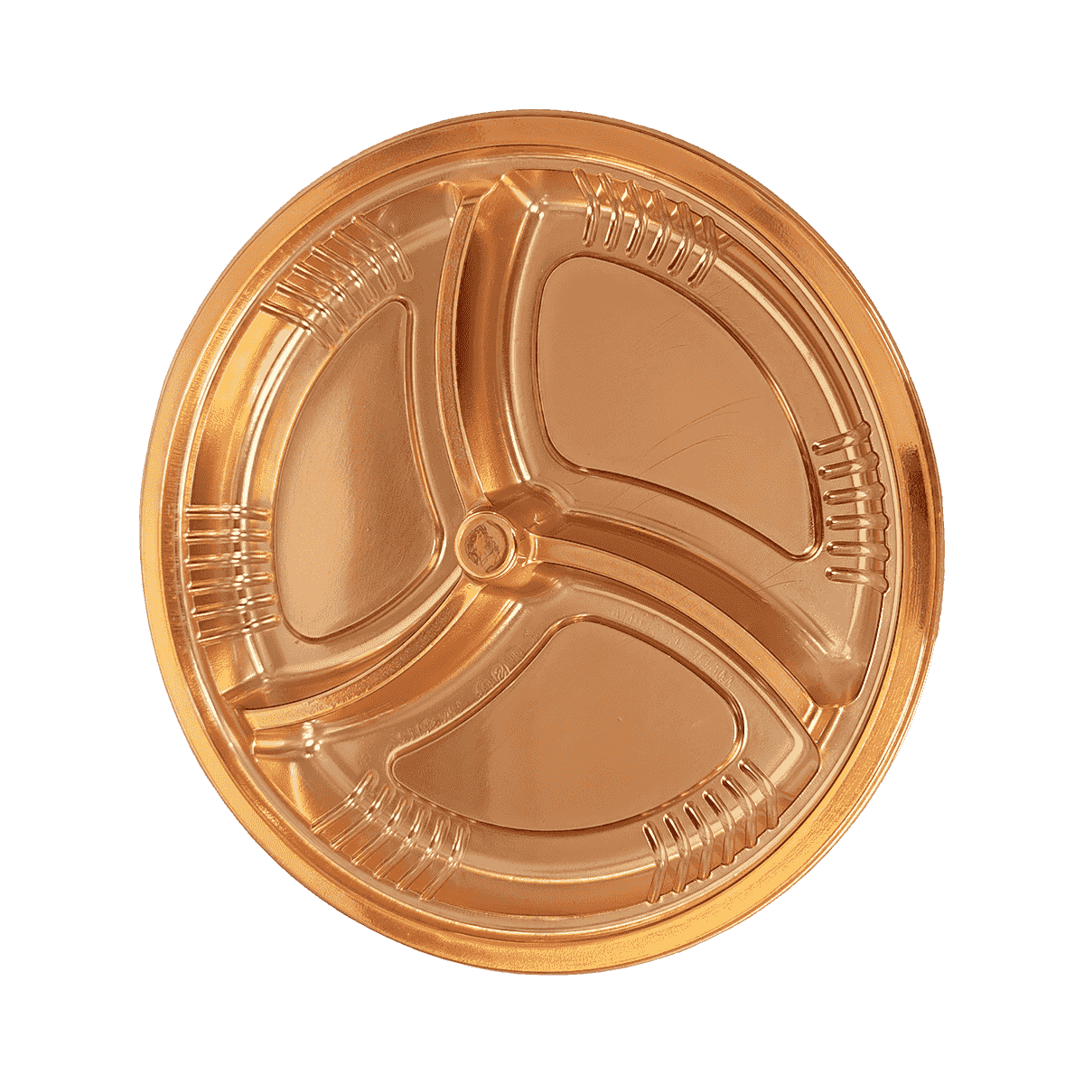 ZK-PET-042 可微波重复使用的带盖金色PET食品包装容器