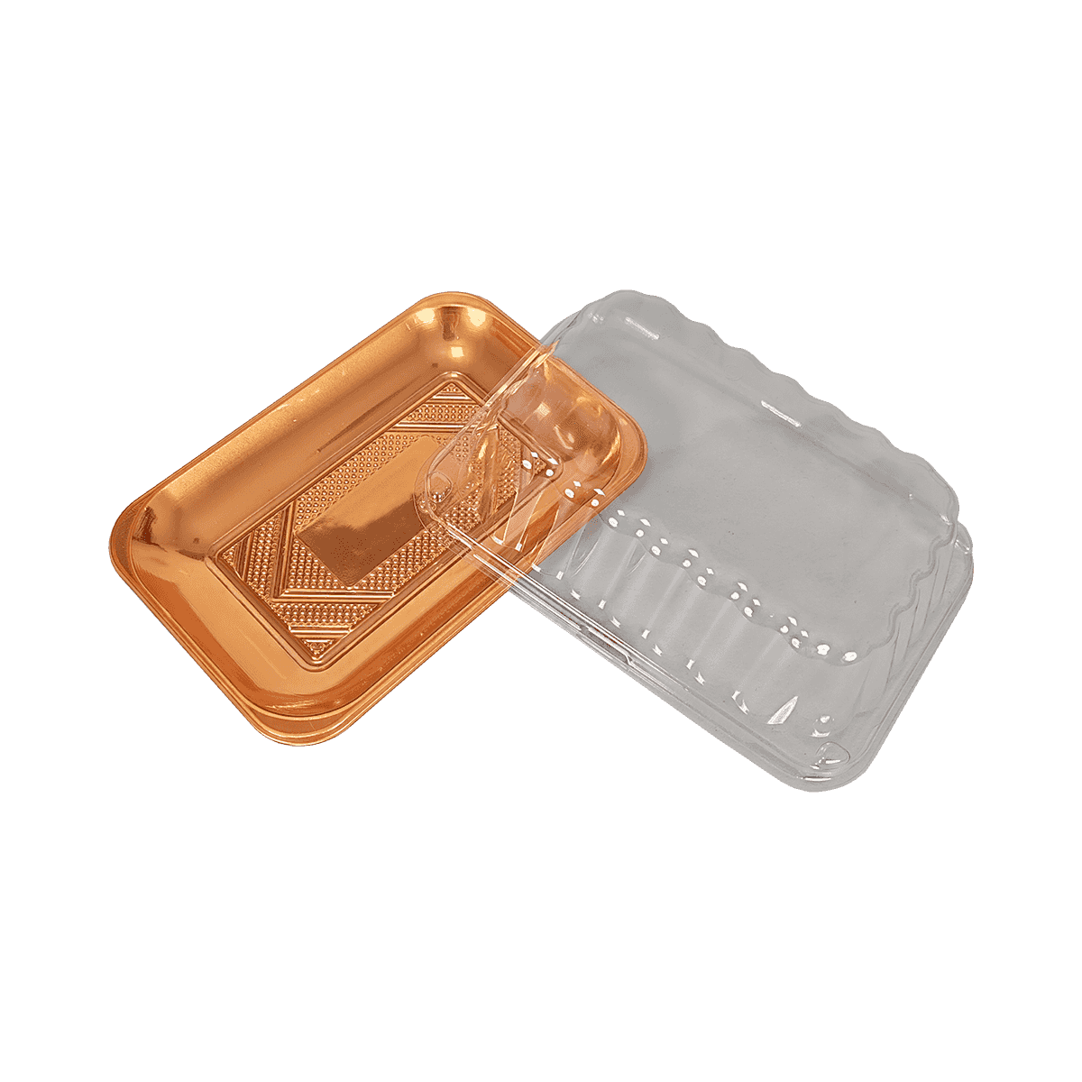 ZK-PET-043 用于食品制备的一次性金色PET食品包装容器