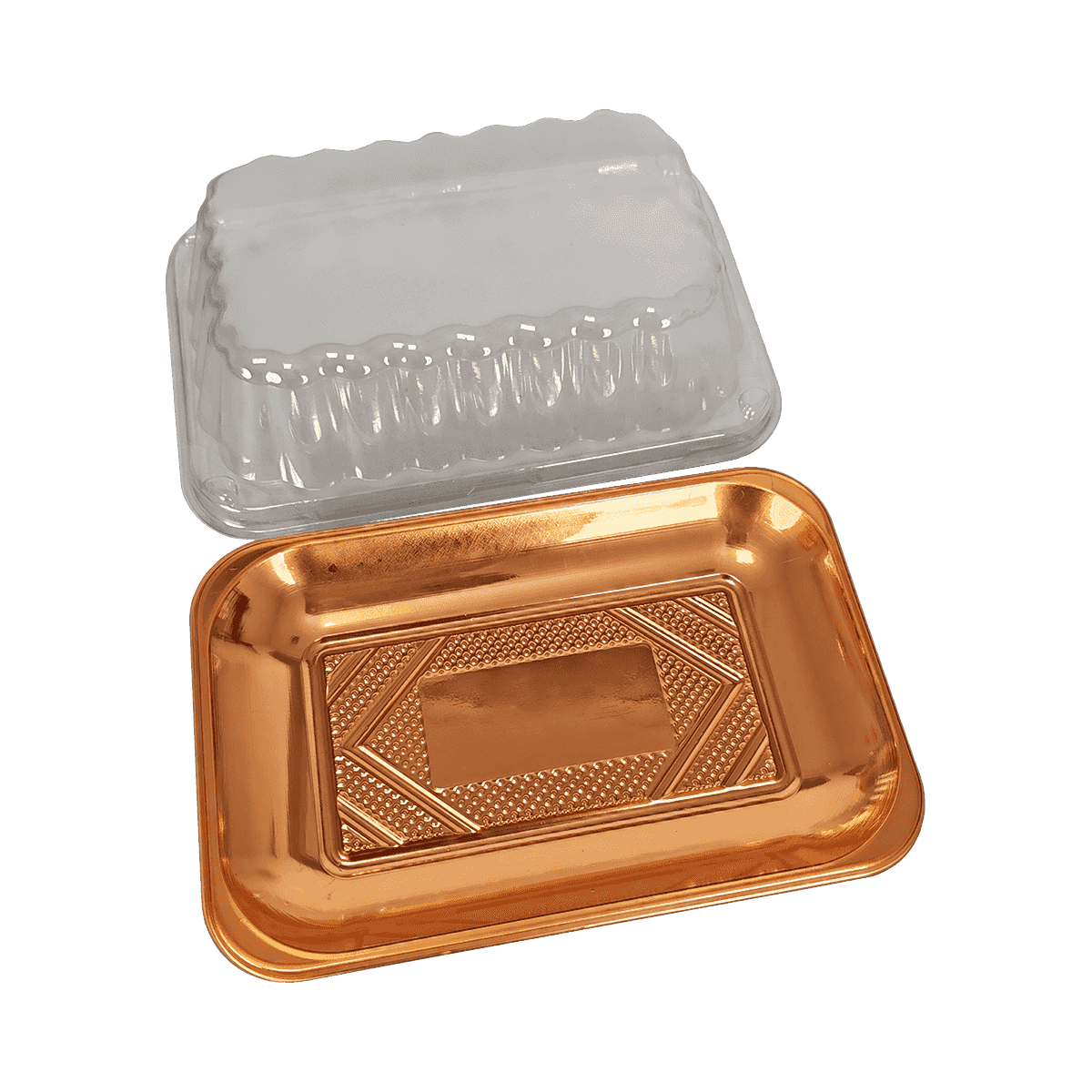 ZK-PET-043 用于食品制备的一次性金色PET食品包装容器