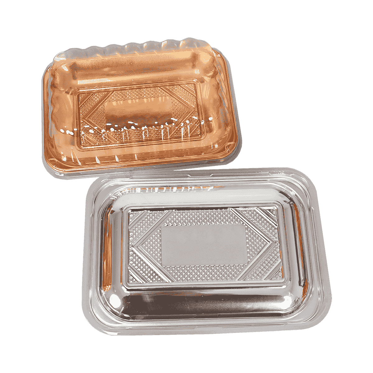 ZK-PET-043 用于食品制备的一次性金色PET食品包装容器